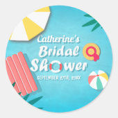 Tropical Pool Party Summer Brautparty Runder Aufkleber (Vorderseite)