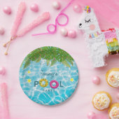 Tropical Pool Party Swimming Pool Birthday Pappteller (Party)