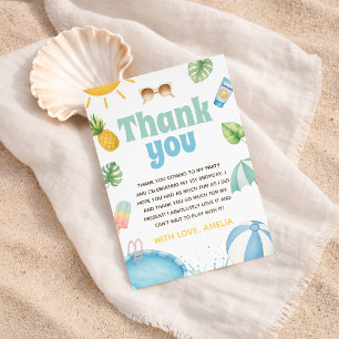 Tropical Pool Party Watercolor Danke Einladung