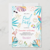 Tropical Pool Party zum Geburtstag Einladung (Vorderseite)