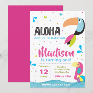 Tropical Pool Party zum Geburtstag Einladung