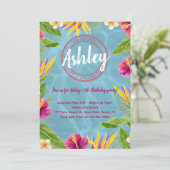 Tropical Pool Party zum Geburtstag Einladung (Stehend Vorderseite)