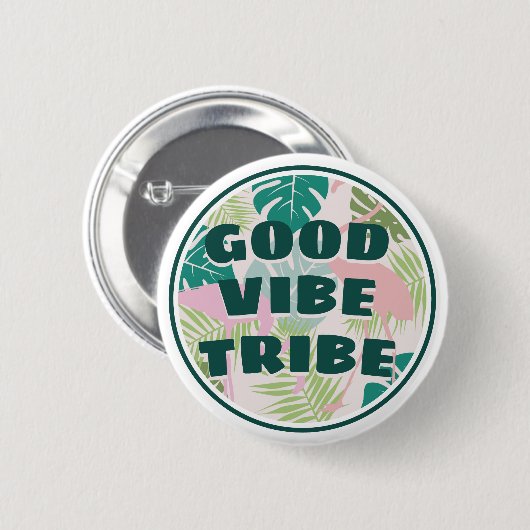 Tropical Positive "Good Vibe Tribe" Flamingo Button (Vorne & Hinten)