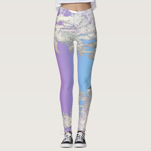 Tropical Positive Vibes Palm Tree Blätter Leggings (Vorderseite)