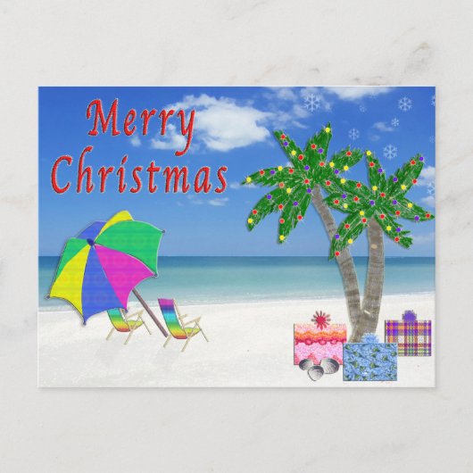 Tropical Postcards Christmas Beach Cards Feiertagspostkarte (Vorderseite)