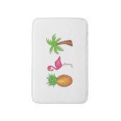 Tropical Print Palm Tree Ananas Pink Flamingo Badematte (Vorderseite Vertikal)