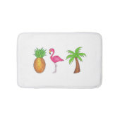 Tropical Print Palm Tree Ananas Pink Flamingo Badematte (Vorderseite)