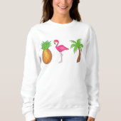 Tropical Print Palm Tree Ananas Pink Flamingo Sweatshirt (Vorderseite)