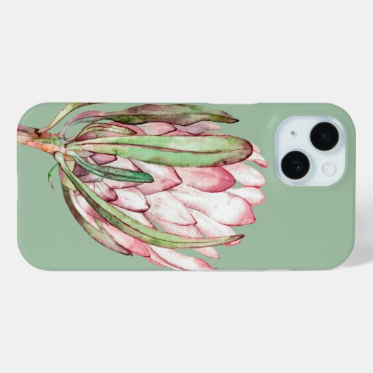 Tropical Protea Floral on Mint Case-Mate iPhone Hülle (Rückseite (Horizontal))