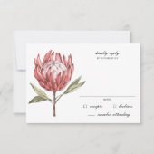 Tropical Protea Palm Leaf Wedding RSVP Karte (Vorderseite)