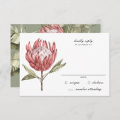 Tropical Protea Palm Leaf Wedding RSVP Karte (Vorne/Hinten)