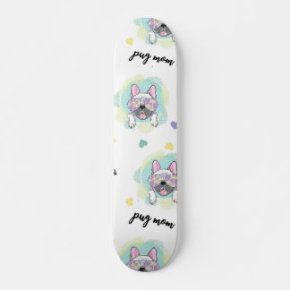 Tropical Pug Pattern Skateboard
