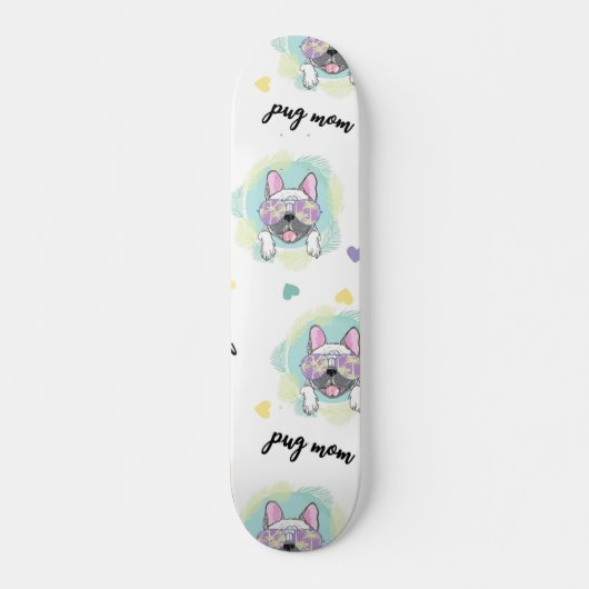 Tropical Pug Pattern Skateboard (Vorne)