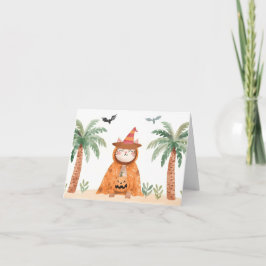 Tropical Pumpkin Paws - Niedliche Halloween Cat Ca Dankeskarte