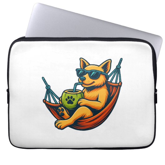 Tropical Pup Vibes Laptopschutzhülle (Vorderseite)