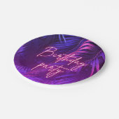 Tropical Purple Palm Leaf Birthday Party Pappteller (Schrägansicht)