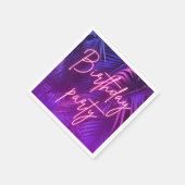 Tropical Purple Palm Leaf Birthday Party Serviette (Ecke)