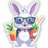 Tropical Rabbit Sticker with Pineapple and Sunglas (Vorderseite)