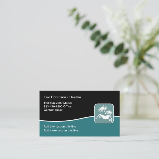 Tropical Realtor Modern Business Cards Visitenkarte (Stehend Vorderseite)