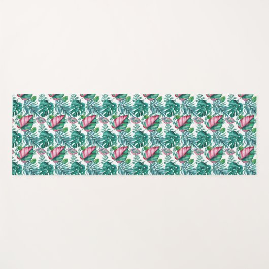Tropical Red and Green Palm Leaves Yogamatte (Vorderseite (Horizontal))