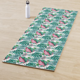 Tropical Red and Green Palm Leaves Yogamatte