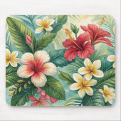 TROPICAL RED AND YELLOW HIBISCUS FLORAL BLOOMS MOUSEPAD (Vorne)