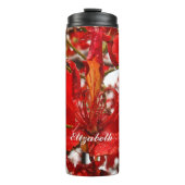Tropical Red Floral Blume Elegantes Personal Thermosbecher (Vorderseite)