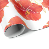 Tropical Red Hibiskus Blume & Gold Palm Blätter Geschenkpapier (Rolleneckpunkt)