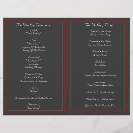 Tropical Red Hibiskus Blume Hochzeitsprogramm (Rückseite)