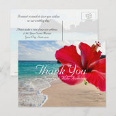 Tropical Red Hibiskus Hübsch Beach Danke Postkarte (Vorne/Hinten)