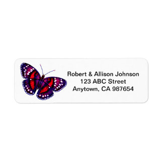 Tropical Red Lila Butterfly Address Labels
