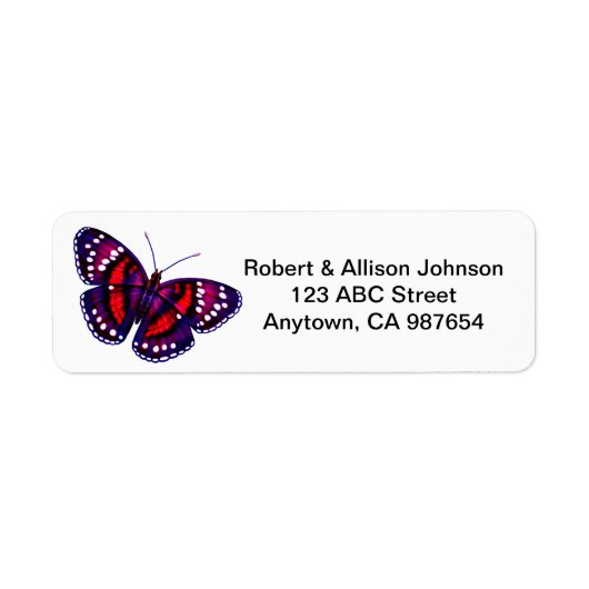 Tropical Red Lila Butterfly Address Labels (Vorne)