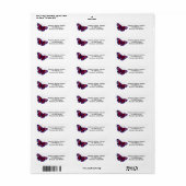 Tropical Red Lila Butterfly Address Labels (Vorne)