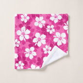 Tropical Red Violet White Hibiskus Blume Muster Badhandtuch Set (Waschlappen)