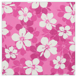 Tropical Red Violet White Hibiskus Blume Muster Stoff