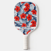 Tropical Red White Blue Hibiskus Floral Custom Pickleball Schläger (Vorderseite)