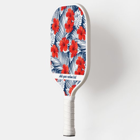 Tropical Red White Blue Hibiskus Floral Custom Pickleball Schläger (Links)