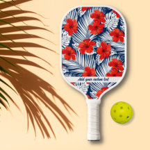 Tropical Red White Blue Hibiskus Floral Custom