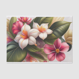 Tropical Red White Floral Illustration Seidenpapier