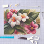 Tropical Red White Floral Illustration Seidenpapier (Handwerk)