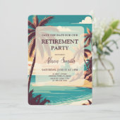 Tropical Retirement party Save The Date (Stehend Vorderseite)