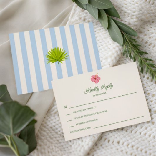 Tropical Retro Coastal Wedding Invitation, RSVP Karte