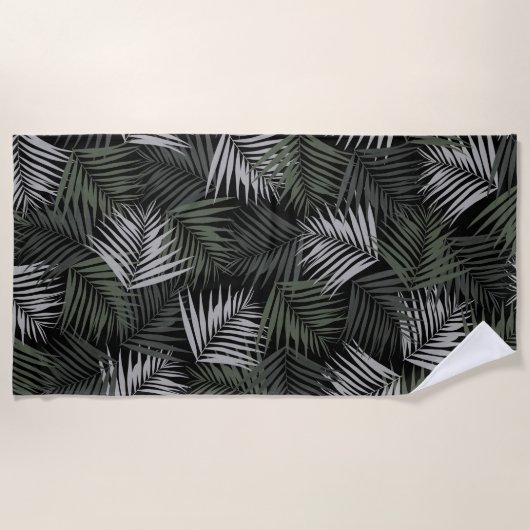 Tropical Retro Night Pattern #2 #palms #decor #art Strandtuch (Vorderseite)