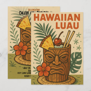 Tropical Retro Tiki Drink Hawaiian Luau Geburtstag Einladung