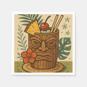 Tropical Retro Tiki Drink Hawaiian Luau Geburtstag Serviette