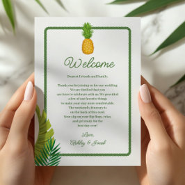Tropical Retro Wedding Letter and Itinerary Programm