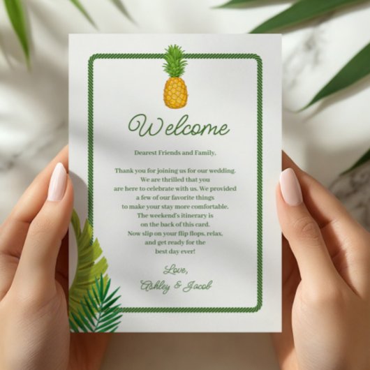 Tropical Retro Wedding Letter and Itinerary Programm