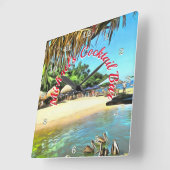 Tropical River Cocktail Bar 0330 Quadratische Wanduhr (Winkel)