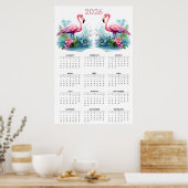 Tropical Romance: 2026 Flamingo Wall Calendar Poster (Küche)