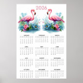 Tropical Romance: 2026 Flamingo Wall Calendar Poster (Vorne)